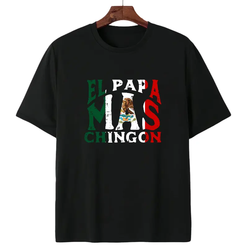 T - shirt Featuring Bold "El Papa Mas Chingon" Graphic with Mexican Flag Colors, A Statement of Swagger