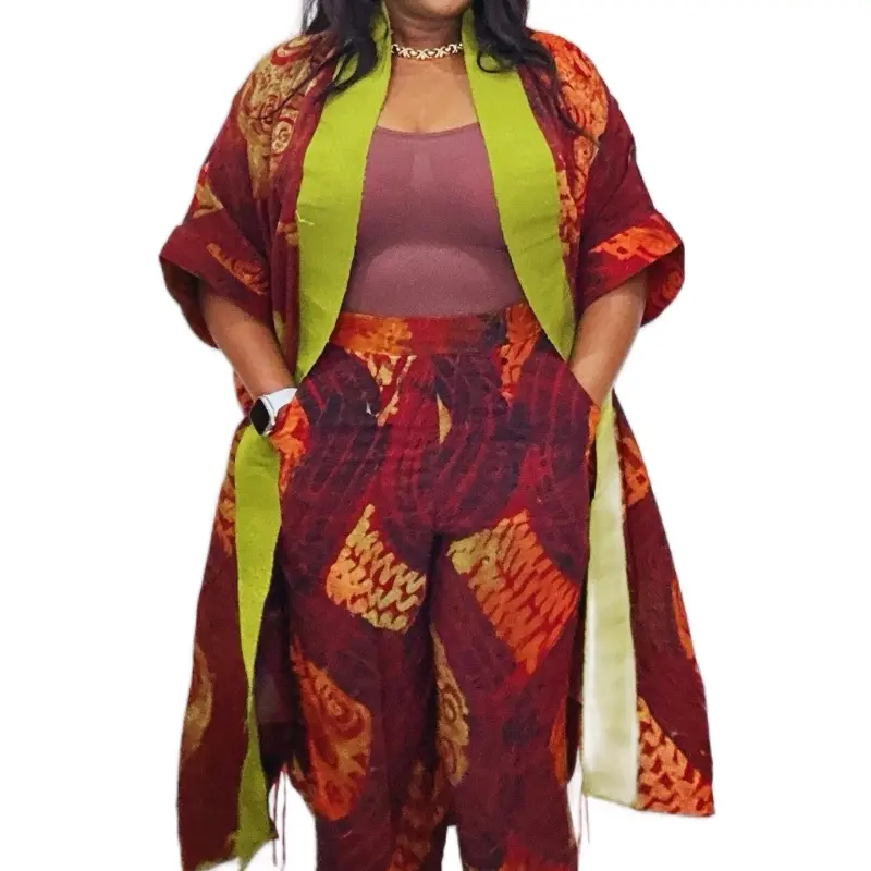 Lala African Adire  2 piece kimono: Wearable Artistry Womenswear Formal Batik Casual Fashion