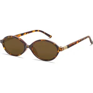 BOTEN Women's Retro Oval Sunglasses - Small 90s UV-Protection Plastic Frames, Trendy Female Designer Sunnies