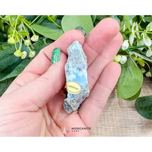 Raw Larimar with One Polished Side No. 9 | Rare Dominican Stone of Atlantis Crystal for Healing & Inner Calm