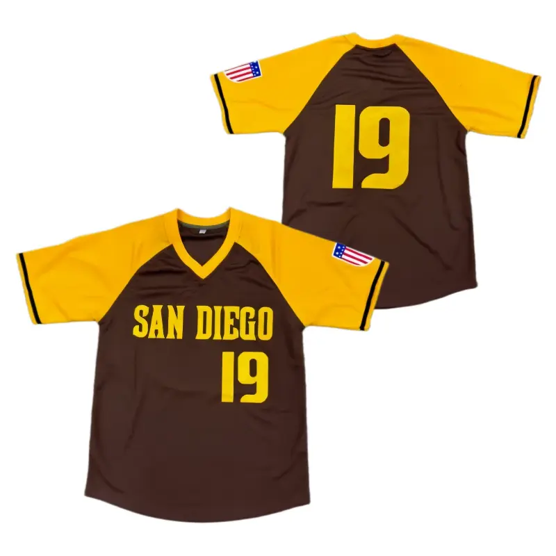 Men's baseball jersey #19, patchwork color, loose sports competition jersey, printed in color, polyester fiber comfortable and breathable, quick-d.