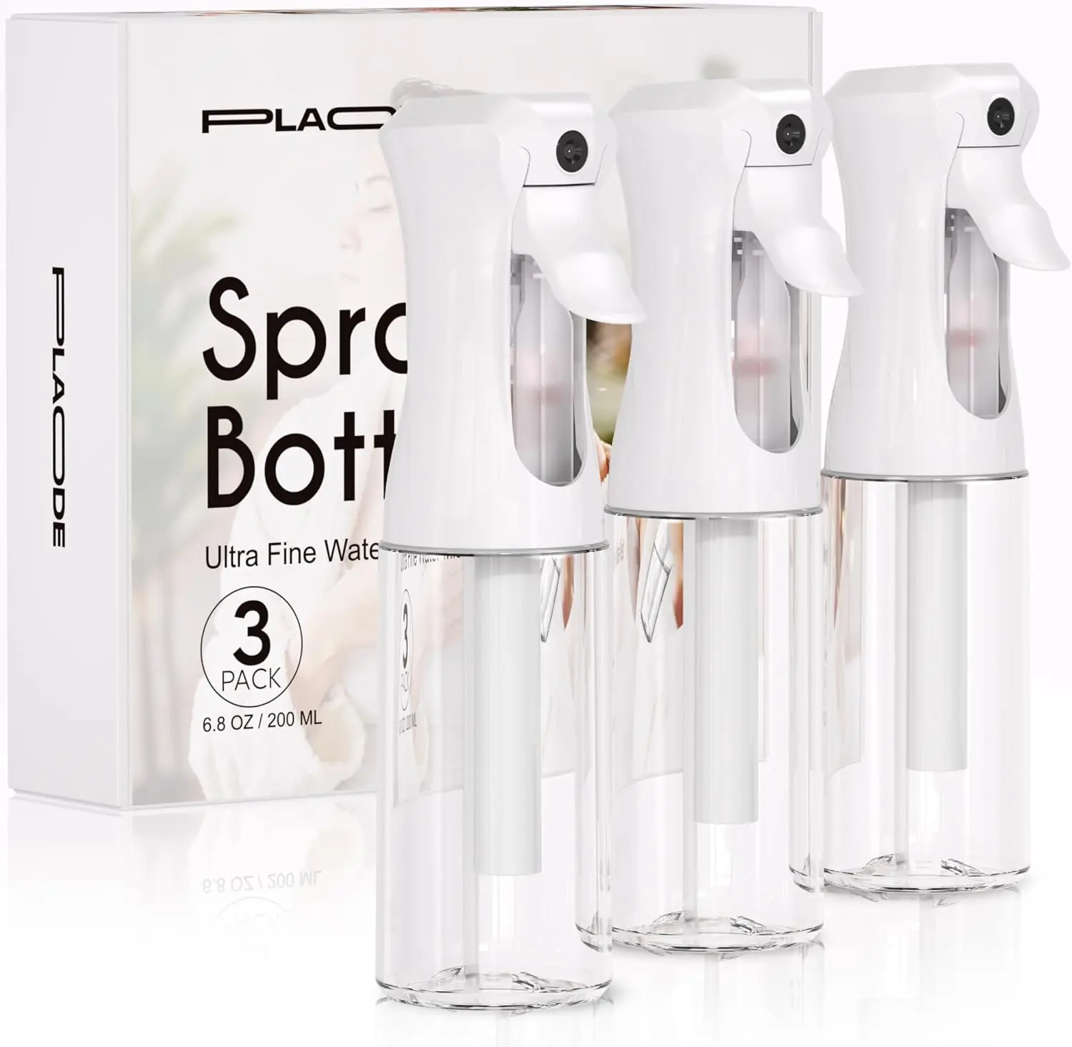 Continuous Spray Bottle for Hair Fine Mist Sprayer 3 Pack 6.8 OZ| Continuous Hair Spray Refillable Mister Sprayer for Hairstyling, Plants, Pets, Skincare,Salons,Barber,