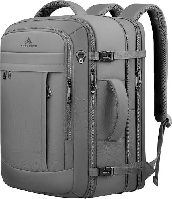 AREYTECO Travel Laptop Backpack, 50L 55L Expandable Extra Large Travel Laotop Carry On Backpack, Travel Backpack
