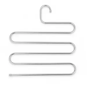 S Shape Pants Hangers, Space Saving Non-Slip Stainless Steel Closet Hangers for Jeans, Pants, Trousers, Scarves, Belts, Skirts, Multi-Purpose Storage Organizer for Bedroom, Closet, Wardrobe, Apartment