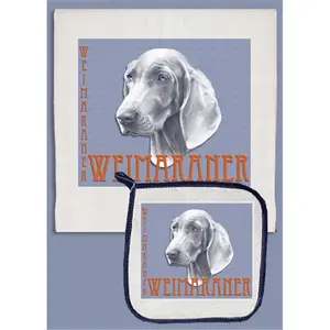 Pipsqueak Productions  Weimaraner Dish Towel And Pot Holder Set