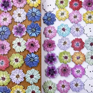 50pcs Vintage Floral Wooden Buttons, Cute Daisy DIY Craft Supplies, Ethnic Style Wood Engravings, Handmade Journaling Material