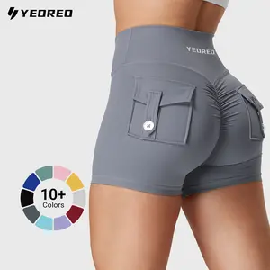 YEOREO CoreFlex Women High Waist Biker Shorts with Pockets Contour Seam Athletic Workout Shorts summerwins