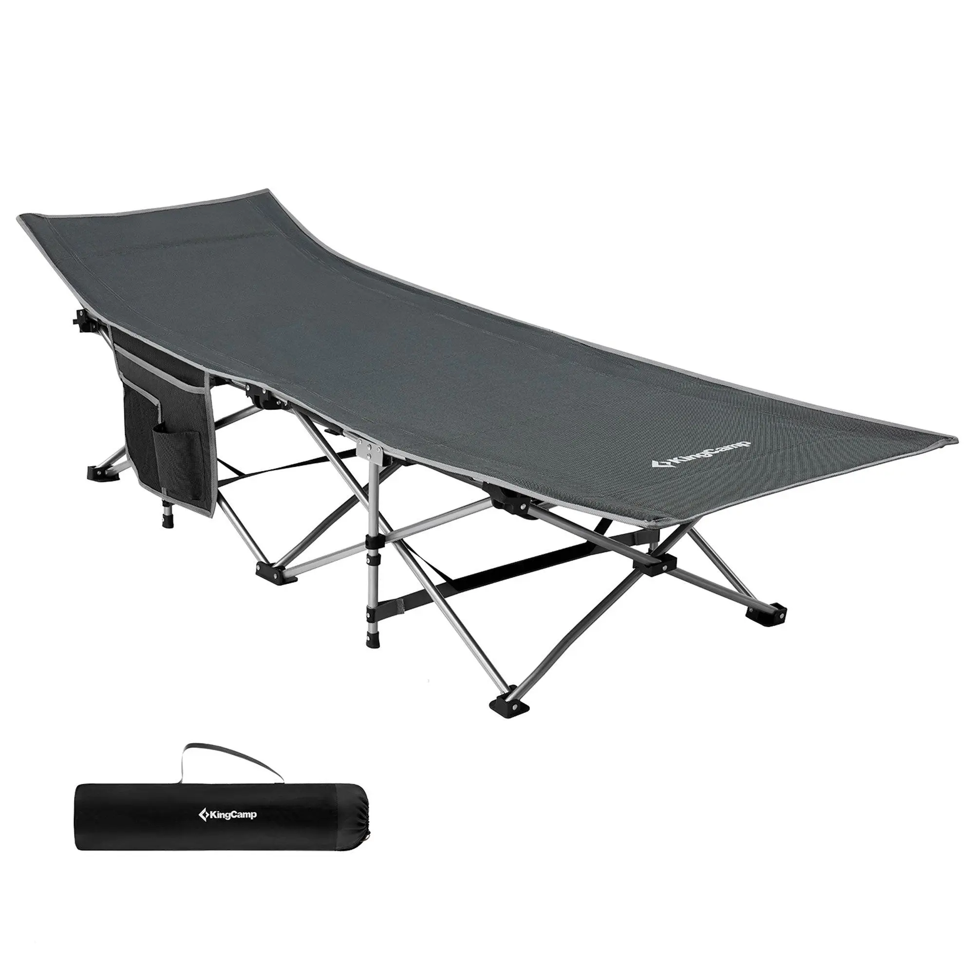 KingCamp Folding Portable Outdoor Camping Cot w/ Multi Layer Side Pocket