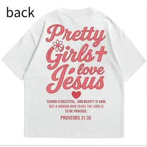 Unisex "Pretty Girls Love Jesus" Groovy Graphic T-Shirt Vintage Proverbs 31:30 Bible Verse Design Soft Cotton Short Sleeve Crew Neck Top Christian Girl Faith Fashion Tee