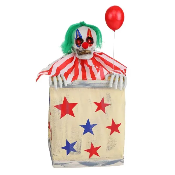 Animated 2.5FT Laughing Evil Clown in Box Decoration