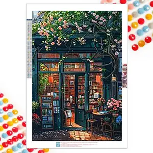 Bookstore Pattern DIY Diamond Arts Colorful Painting Kit without Frame, 5D Diamond Arts Colorful Painting Kit, Wall Art Decor for Home, Diamond Painting Kits