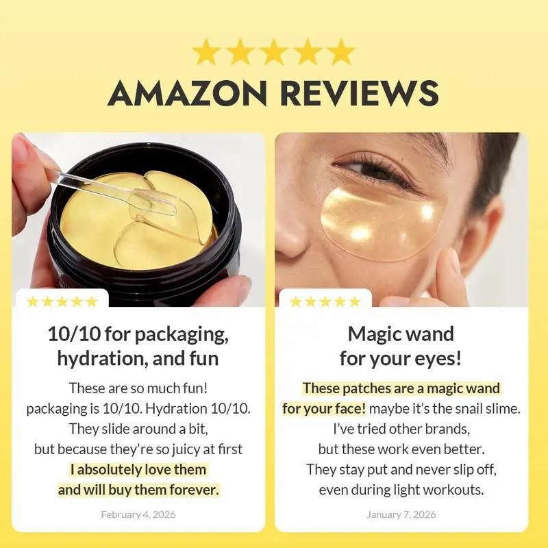Advanced Snail Eye Patch (60 patches) | PLUMP FINE LINES WITH SNAIL MUCIN EYE PATCHES, Gently Cares For The Skin Around The Eyes And Hydrates The Skin