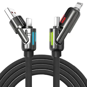 4 in 1 Convertible Fast Charging Cable 6.6FT 2M Chubby Silicone USB C PD Lightning Fast Charger Data Transfer480Mbps Cord for Phone15 14 13 12 Pad Mac,Samsung S24 S23 S22 S21
