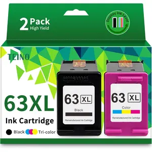 63XL Ink Cartridges Black and Color Replacement for  Ink 63 63XL Ink  Combo Pack Work for  OfficeJet 4520 3830 4650 5258 5255 4652 3833 DeskJet 1112 3630 Printers 63 Ink, 2-Pack