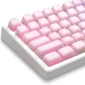 XVX Translucent Pink Double Shot PBT SA Profile Mechanical Keyboard Keycaps, 142 , Compatible with Gateron, Kailh, Cherry, Otemu Switches Pastel Color