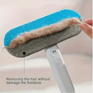Four-In-One Pet Hair Removal Deshedding Tool with Comb, Reusable Long Handle for Furniture, Sofa, Bedding, Effective Pet Fur Remover