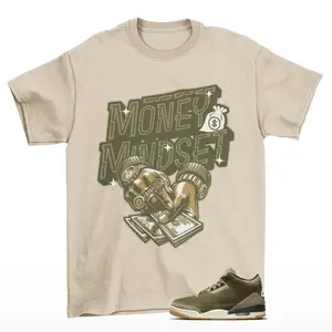 Mindful Jordan 3 Family Affair Medium Olive Matching Sneaker Tee Shirt Tan