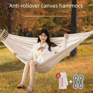 Portable Canvas Hammock Anti-Flip for Camping, Backyard & Garden Relaxation