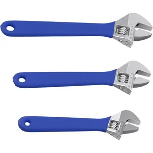 Adjustable Wrench Set, 8-inch, 10-inch, 12-inch Wide Jaw Wrench with Precise Scale Wide Opening Adjustable Wrenches for Plumbing, Home Work
