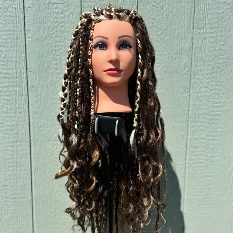 Willow Creek Handmade Boho Synthetic Dreadlock Extensions, 50 Earthy Brown Curly Dreads Set, Ready to Ship