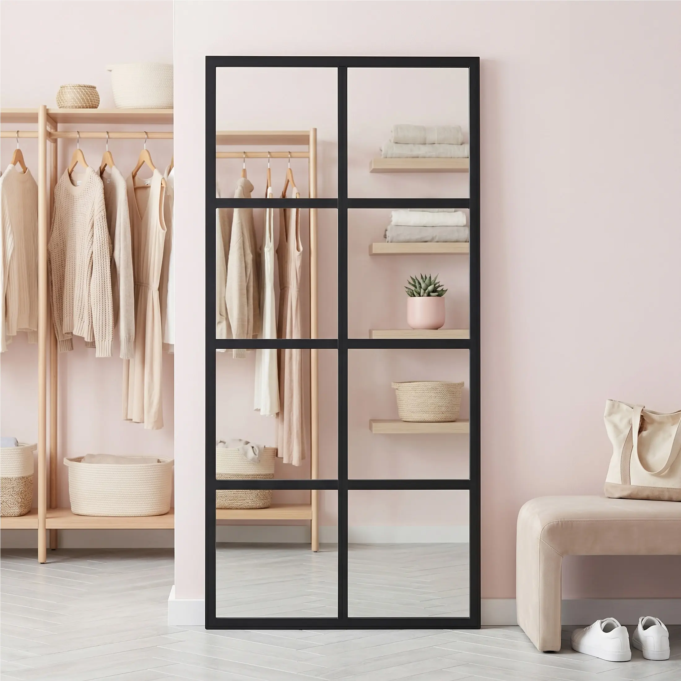 DUMOS Wall Mirror With Durable Metal Frame ,Crystal Clear Shatterproof Glass ,Modern Vanity Mirror For Bathroom Bedroom And Entryway