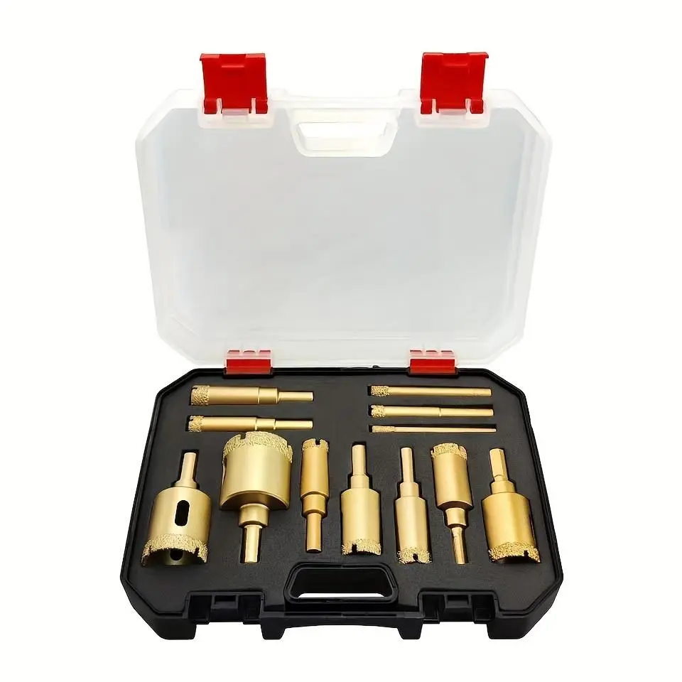 12pcs/set Diamond-Coated Drill Bits Set, Marble, Granite, Tile & Ceramic Hole Saw Set, Power Tool Accessories, Diamond Drilling Bits, Drill Bits Kit