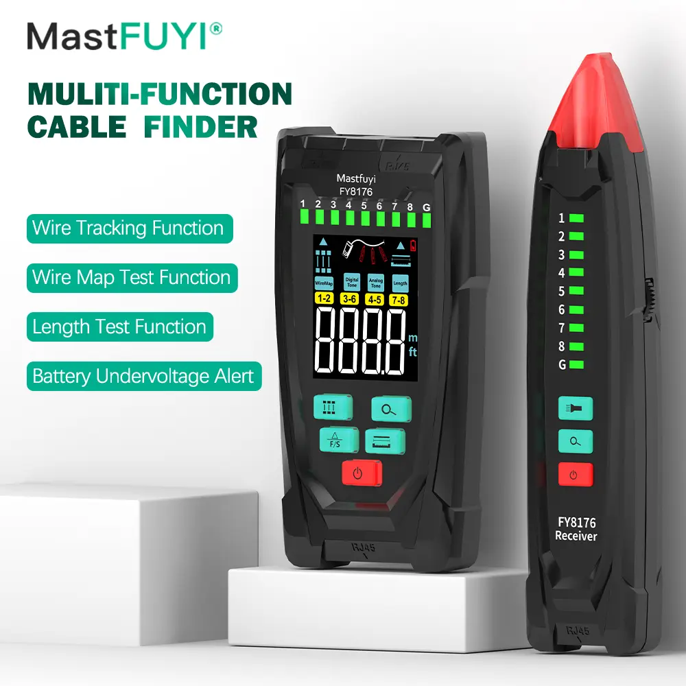 2-in-1 Network Cable Tester, Handheld Ethernet Tester with Flashlight & Audible-Visual Alarm, Cable Trace/Length/Breakpoint/Wiring Test,  POE Live Check, Ideal for Network Technicians, Installers, Home/Office/IT Maintenance