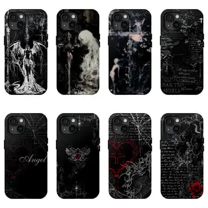 Cool Dark Angel Gothic Cyber Sigil Cross Phone Cases for iPhone 17 16 15 14 13 12 11 Pro Air Plus ProMax and Samsung Galaxy S26 Plus Ultra S25 S24 S23 S22 anti drop and phone case