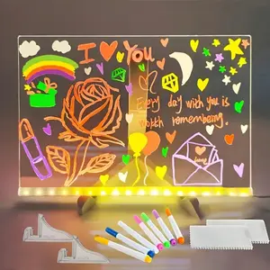 USB Acrylic LED Light Board, Glow-In-The-Dark Message Board, Thin Tracing Writing Lamp, Ideal for Drawing, Graffiti, Parties, Holidays