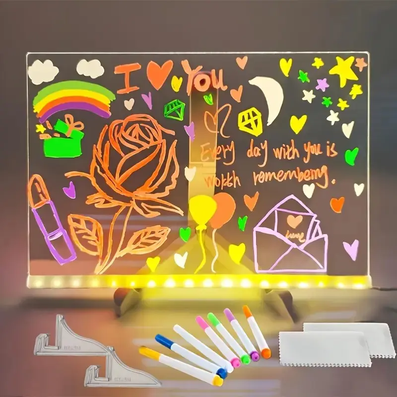 USB Acrylic LED Light Board, Glow-In-The-Dark Message Board, Thin Tracing Writing Lamp, Ideal for Drawing, Graffiti, Parties, Holidays