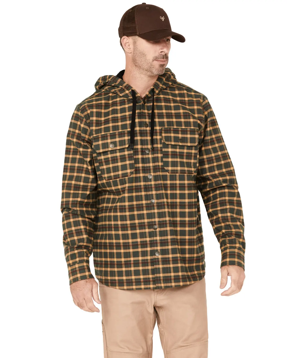 Hawx Men's Men'S Flannel Hooded Work Jacket - Hxfa23w04-Grn