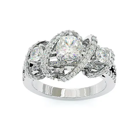 Aossio Crisscross Pavé Halo Three Stone Ring for Women, Ideal for Engagements, Anniversaries, or Unforgettable Romantic Milestones.