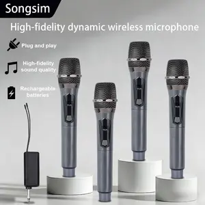 Wx108 Upgrade Wireless Microphone System, Quad Handheld Mics, USB Charging, 1200mah Battery, 3.5mm Adapter, Home Ktv, Outdoor Singing Party Church Studio Meeting