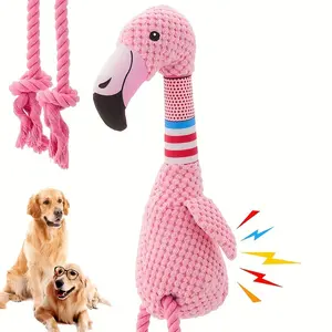 Long Legged Flamingo Pet Rope Toy, Sound Making Dog Toy, Training Pull Rope Toy, Suitable for Small, Medium, Large Dogs