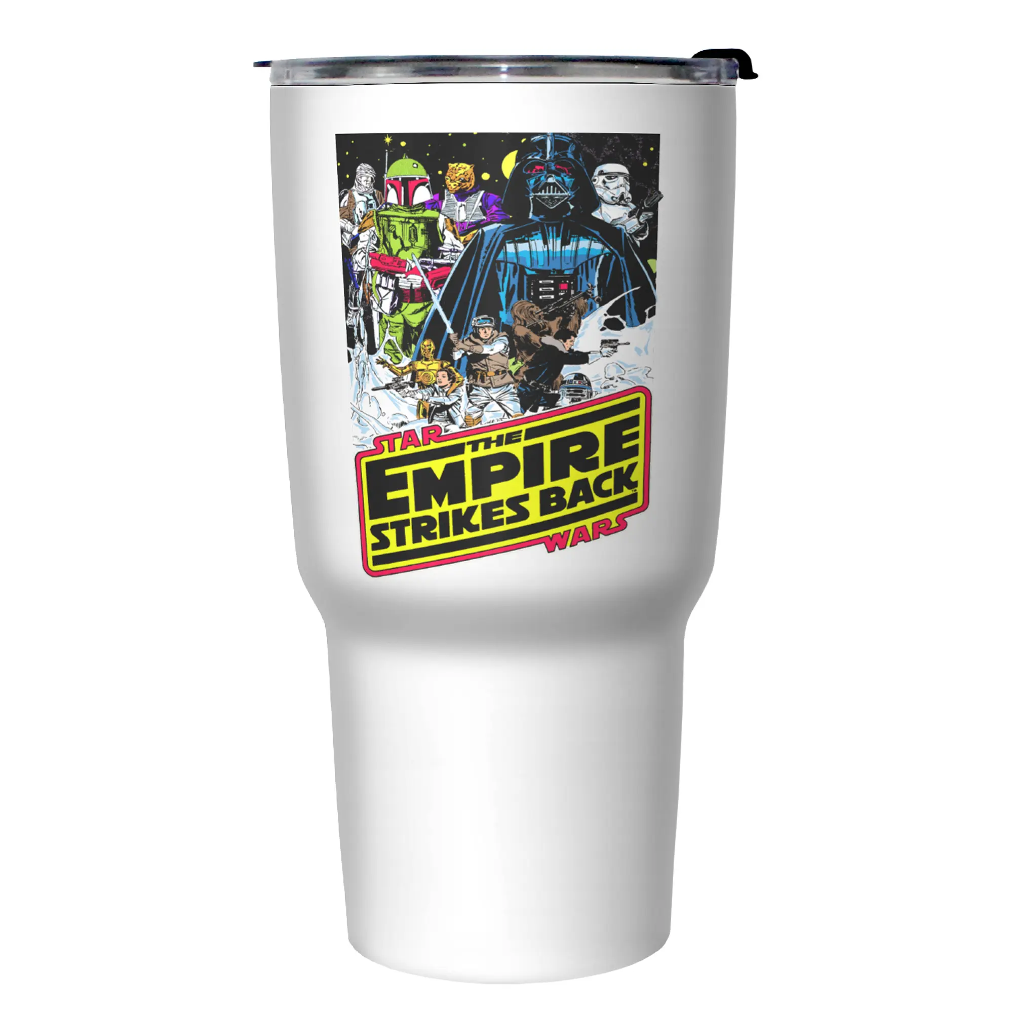 Star Wars The Empire Strikes Back Printed Stainless Steel Tumbler, Portable Leakproof Insulated Drinkware with Lid