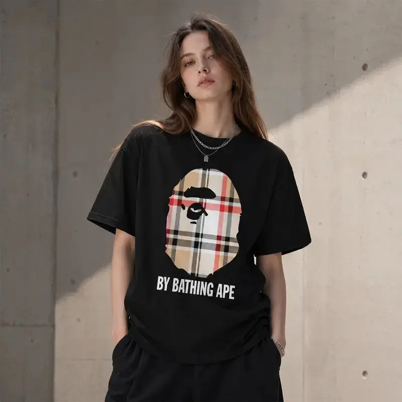 New 2026 Streetwear Ape Graphic Tee – Oversized Boxy Fit Monkey Head Print T-Shirt for Men & Women