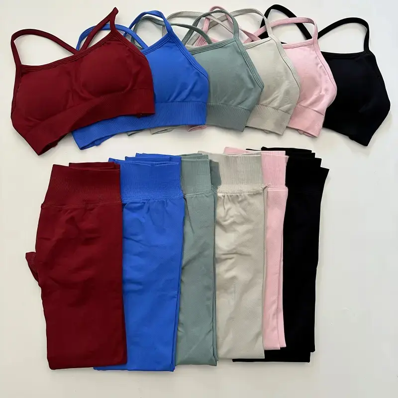 Women's 2-Piece Athleisure Set - Red Fitted Activewear Leggings & Backless Sports Bra, Athletic Clothing for Fitness Performance & Style