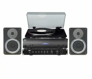HI-FI AUDIO SYSTEM with 100 Watt Per Channel Amp with Premium Vinyl LP Turntable