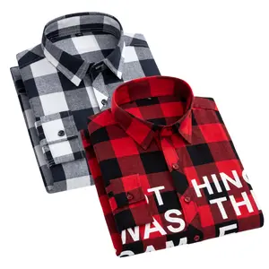 Men's Checked Long-Sleeve Shirt - Bold Plaid, Button-Front, Statement Graphic Print Top for Casual Daily Standout Menswear Looks