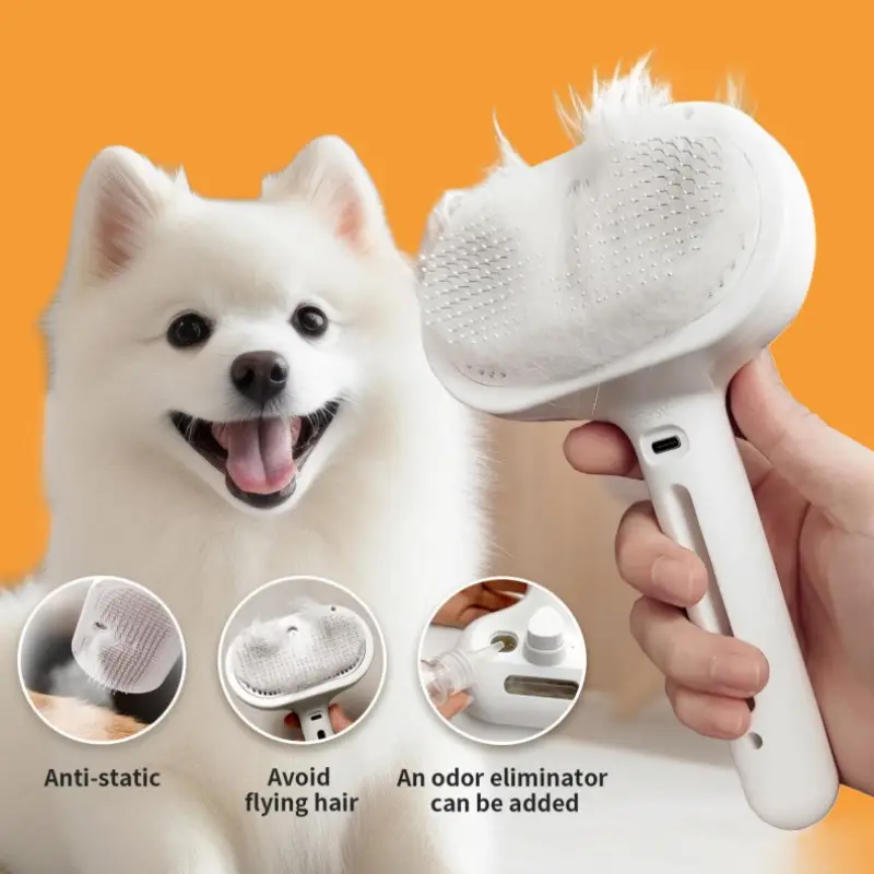 Pet Spray Hair Removal Comb, pet hairbrush, pet hair cleaning brush with sheddingbutton, cat brush, dog brush, cat and dog beautyand massage comb, pet