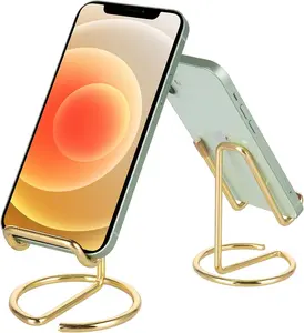 Cell Phone Stand for Desk, Cute Metal Gold Cell Phone Stand Holder Desk Accessories, Compatible with All Mobile Phones, iPhone, Switch, iPad