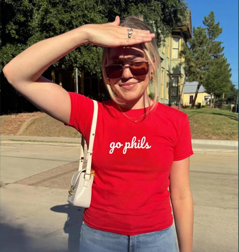 Philadelphia Baseball Baby Tee for Women, Philly, Go Phillie T-Shirt, Gift for Philly Fan, Philly Gift for Women, Trendy Summer Baseball Top