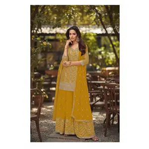 Chinon silk sharara suit