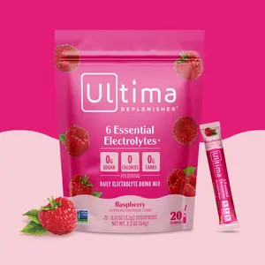 Ultima Replenisher Raspberry Daily Electrolyte Drink Mix – 20 Sugar-Free Hydration Packets with 6 Key Electrolytes, Vitamin C & Zinc – Vegan, Keto & Non-GMO