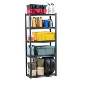 【DealsForYouDays】VEVOR Heavy-Duty Metal Storage Shelves, 5-Tier Adjustable Garage Shelf, Multi-Purpose Split-Level Utility Racks (16" D x 32" W x 72" H), Easy Installation, Father's Day Gift