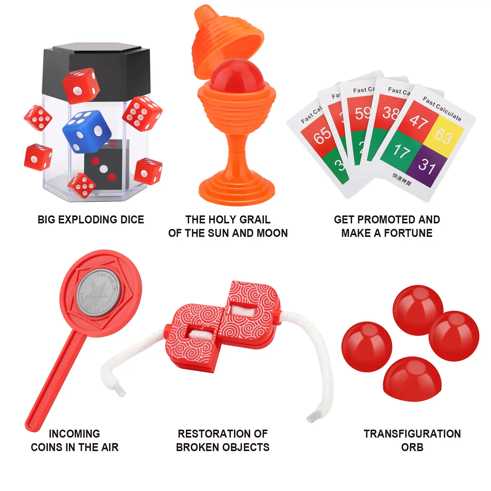 24-in-1 Kids Classic Magic Props Set with Cups/Balls, Magic Pot, Dice, Interactive Educational Toy, Birthday/Christmas Gift for Boys and Girls Ages 6+
