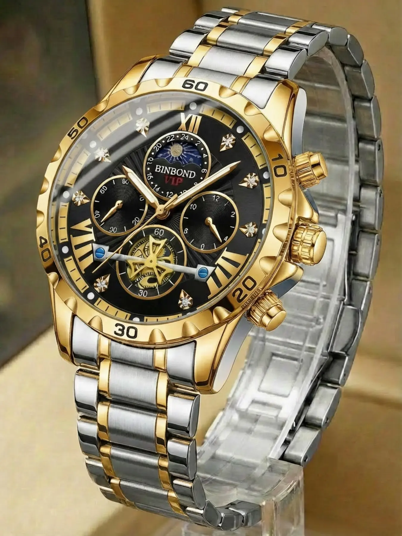 A genuine men's business student luminous waterproof flywheel high-end quartz watch Analog Quartz Watch Quartz Analog Wristwatch Analog Watches Quartz Analog Timepiece
