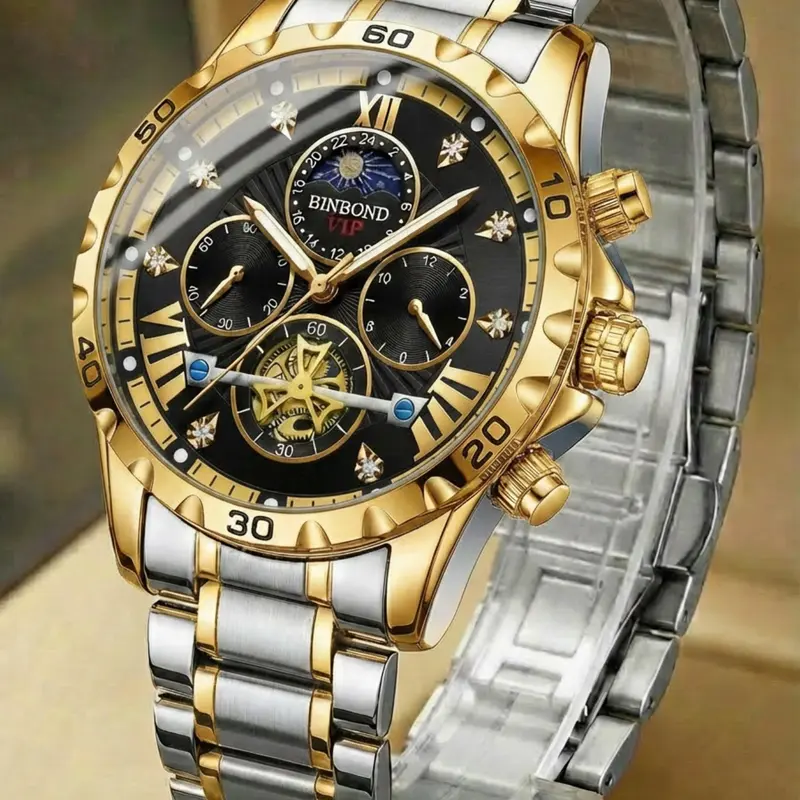 A genuine men's business student luminous waterproof flywheel high-end quartz watch Analog Quartz Watch Quartz Analog Wristwatch Analog Watches Quartz Analog Timepiece
