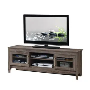 212 MAIN Grey Driftwood Look TV Stand - RTA-8855-GRY Model, 6-Shelf Media Stand with Spacious Storage, Indoor Furniture, 19.29x53x15.75 in