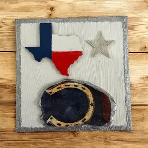 Texas Horseshoe Block Art Handmade Western Decor